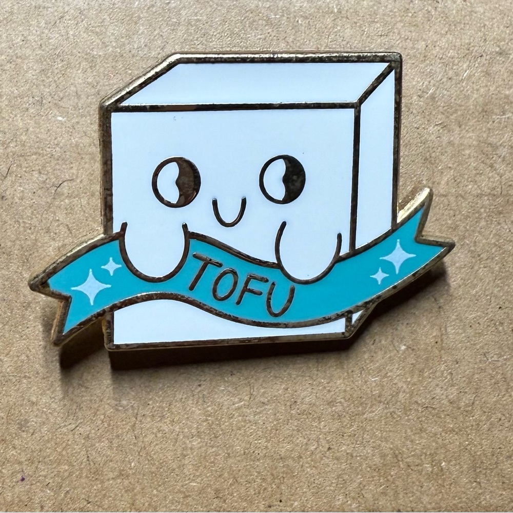 Tofu Block Enamel Pin
